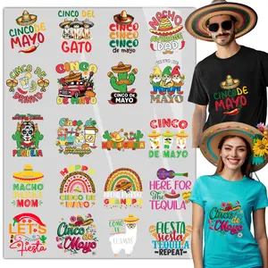 20sheet Cinco De Mayo Iron on Decals for T Shirts Bags Heat Transfer Design, Green Iron on Transfers Crafts Pattern Iron on Patches for Clothing Hoodies, DIY Supplies Ready to Press