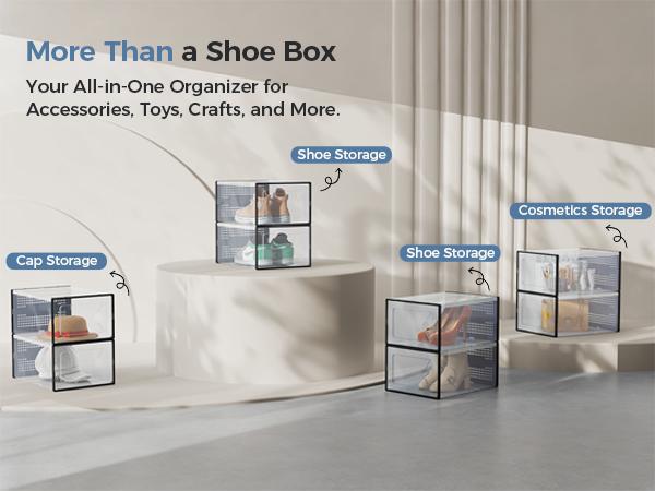 Clear Shoe Storage Boxes, 12-Pack Plastic Stackable Shoe Containers with Lids, Display Sneaker Case Organizer for Closet, Under Bed, Entryway,Black (Fit Size 9) Clear Shoe Storage Boxes, 12-Pack Plastic Stackable Shoe Containers with Lids, Display Sneaker Case Organizer for Closet, Under Bed, Entryway,Black (Fit Size 9)