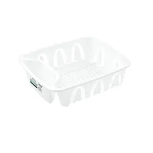 Essentials Small Dish Drainer - Black or White Plastic -13.75 Inches Bowl Drying Rack Organiser