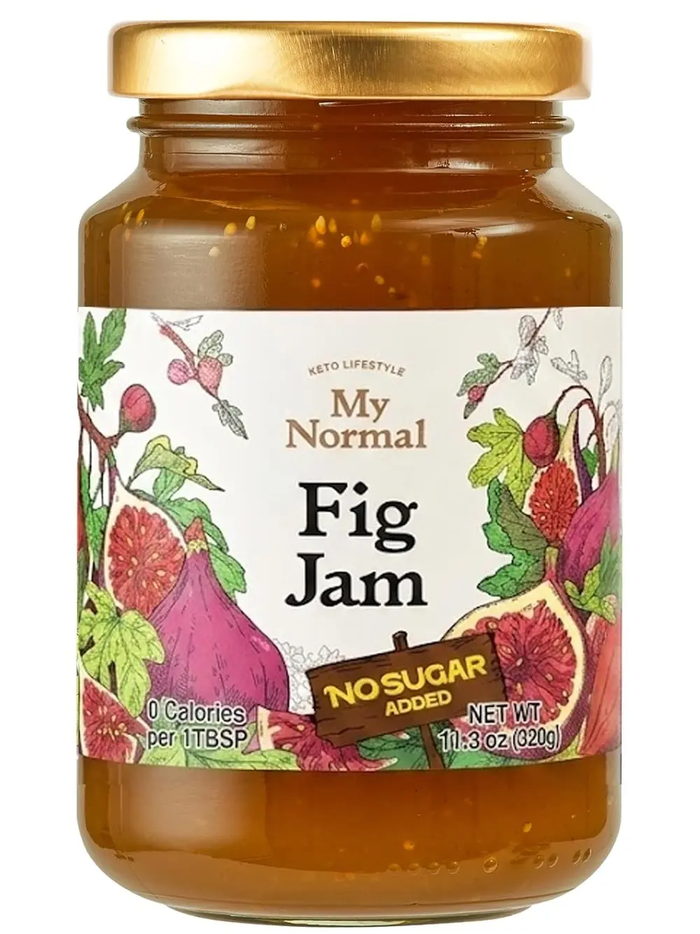 My Normal No Sugar Fig Jam Diabetic-Friendly - Official Product Fig 50% Fruit Jelly with Allulose, Keto & Zero Sugar Jam, Only 4 Ingredients, No Artificial Additives (320g, 11.28 oz)