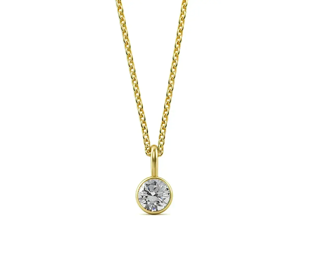 Cubic Zirconia Necklace - Round Pendant
