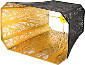 Etched Forest   Rectangle Lamp Shade Fitter Floor Lamp Shade,  Large Metal Lampshade for Living Room Bedroom Top Diameter 8" Bottom Diameter 13.9" Height 11"