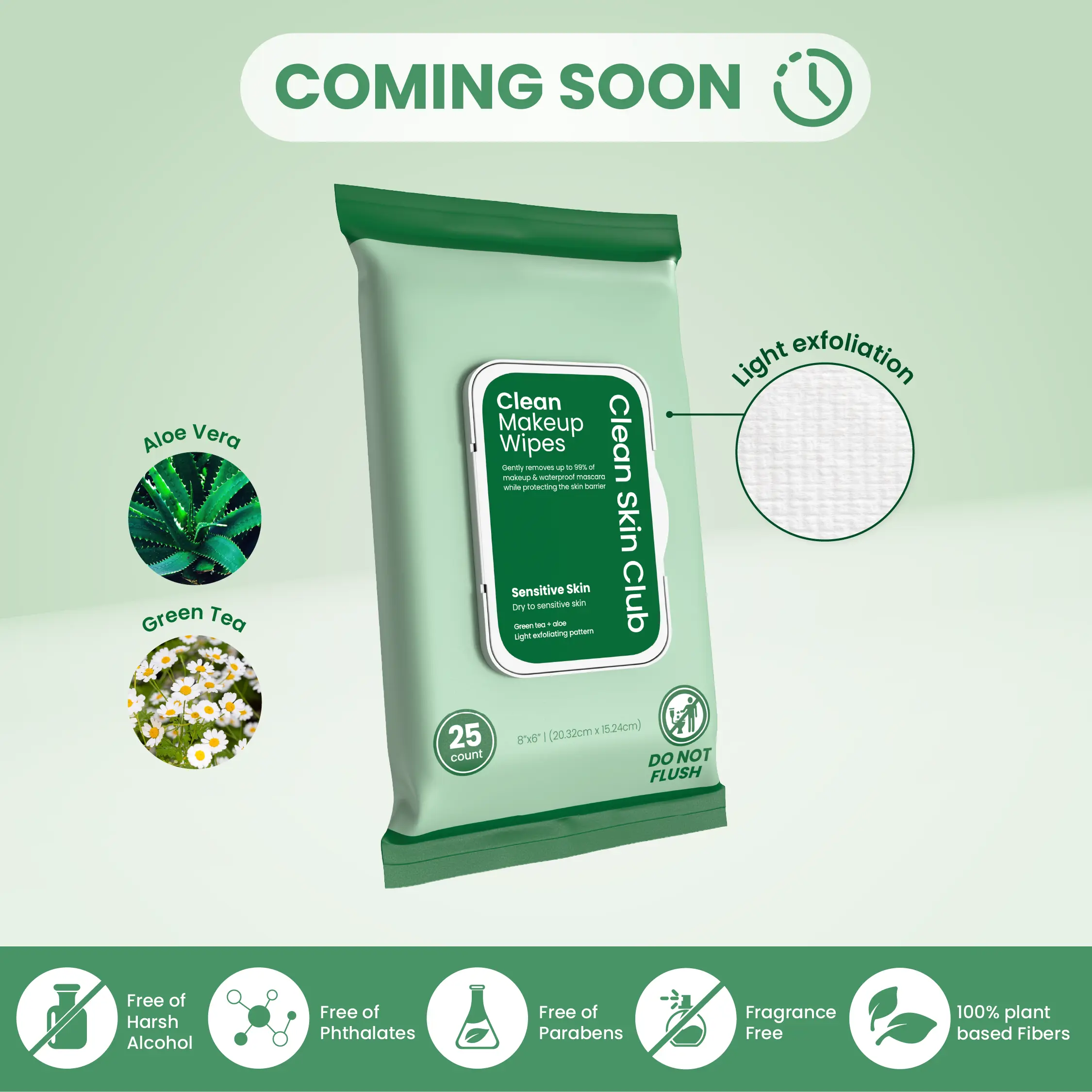 Clean Makeup Wipes Sensitive Skin 25ct: Ultra-Gentle, Non-Irritating Removal for Dry to Sensitive Skin