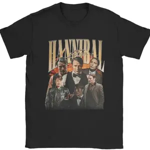 Hannibal Lecter Shirt ,  Men's fashionable casual T-shirt, casual crew neck T-shirt Streetwear