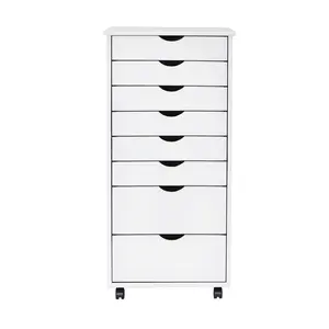 212 MAIN Mobile Solid Wood Wide Roll Cart - Minimalist Drawer Tower with 6+2 Removable Wood Drawers, Wooden Storage Cabinet for Large Appliance Parts & Accessories (White), Removable Drawers