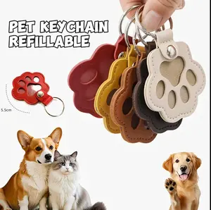 Cat and dog hair keychain creative pet cat and dog decoration for pet owners to collect and commemorate - portable PU Leather tag for DIY Cat/Dog paw print & hair storage