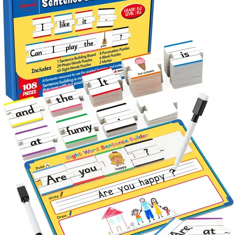 Aizweb Sight Word Games，Phonics Games Learning Set for 1st 2nd Grade-with Sentence Strips for Teachers, Montessori Phonics & Word Work Activities, Homeschool & Classroom Vocabulary Flashcards Acrylic