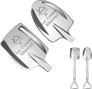 2 count Ice Cream Shovel Set - Funny Loving  for Ice Cream Lovers (Birthday/Holiday  for Family and Friends),  304 Stainless Steel Dessert Spatula, The Favorite of Ice Cream Lovers