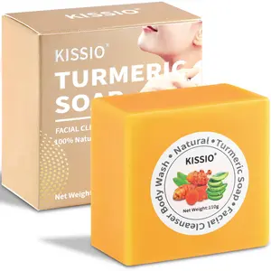 KISSIO Turmeric Soap Bar for Face and Body,Cleansing and Oil Control,Natural Soap with Turmeric,Aloe Vera and Shea Butter,Handmade Soap Sensitive Skin Formula,Smooth Skin   Skin Care Skin Repair