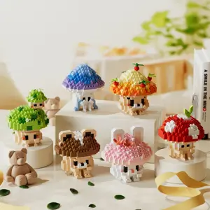 Cartoon Mushroom Micro Beads Building Blocks Toy Set, Educational Assembly Puzzle Gift for Kids, Creative Playtime Fun, Ages 6+, Building Block Sets