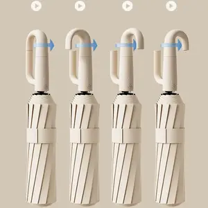 Oversized Fully Automatic Buckle Umbrella, Sunshade & Anti-Storm Features, Reverse Folding Design for Sunny & Rainy Days, Wind Resistant Umbrella