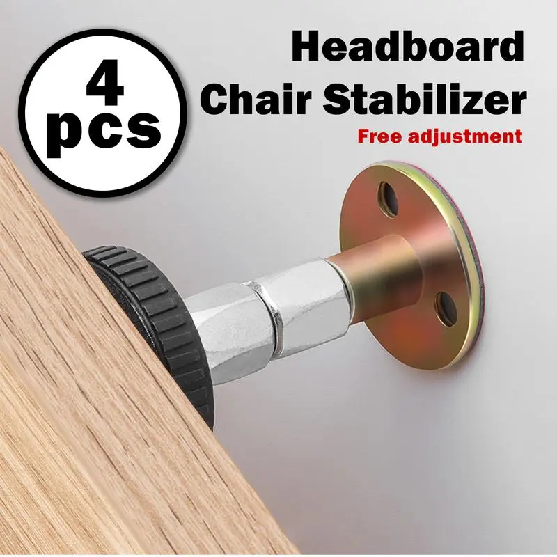 4 Counts headboard Stoppers, Adjustable Bed Noise Stopper for Wall, Bed Frame Post Anti-Shake Tool, Head Board Stabilizer Pad Support Bumper Guards, Threaded Fixer Keep from Squeaking