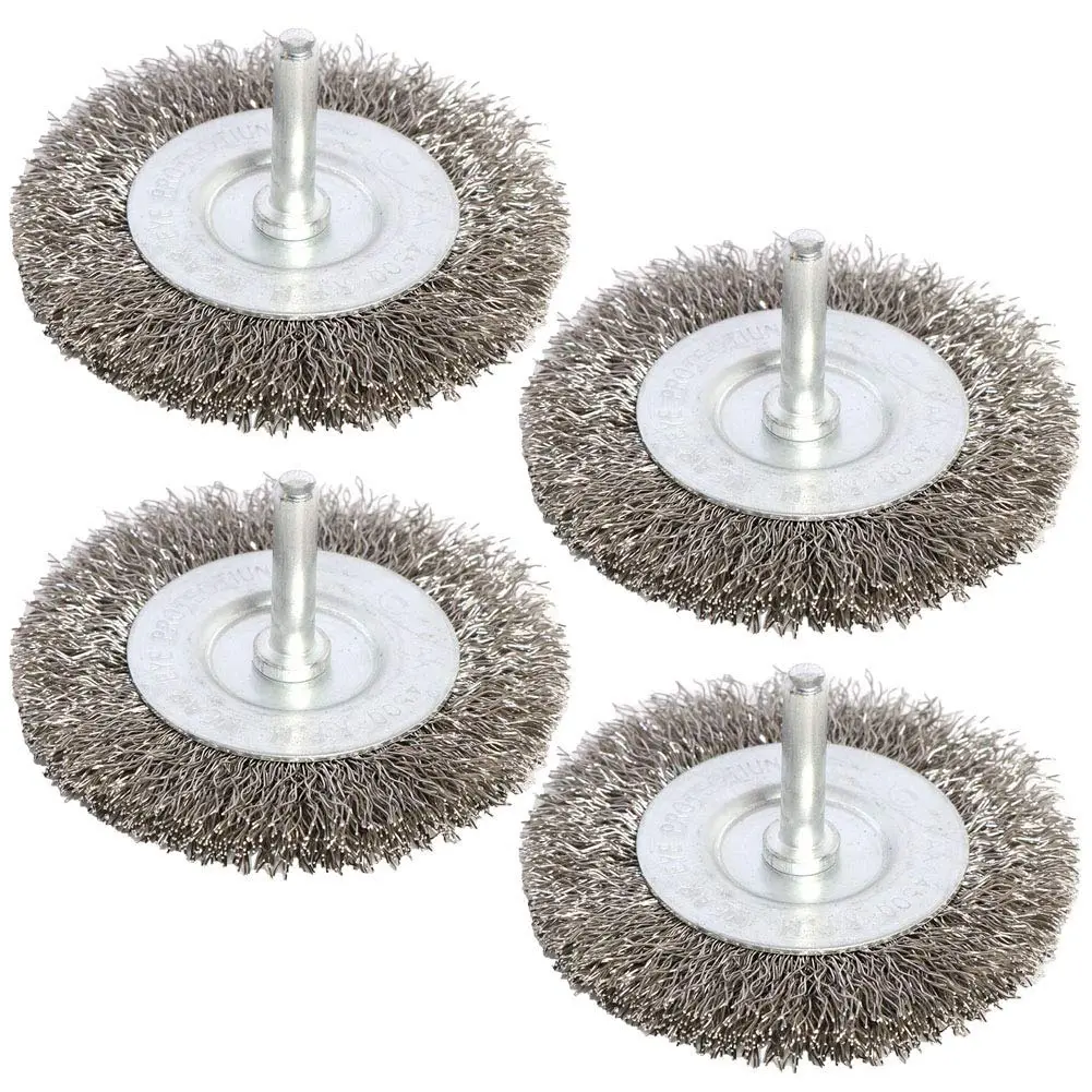 4 Pack 3 Inch Stainless Steel Wire Wheel Brushes – 1/4” Shank, Heavy Duty for Drill & Grinder – Rust Removal, Paint Stripping, Weld Cleaning – Power Tool Accessories, Tools And Gadgets, Work Tools