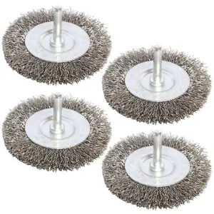 4 Pack 3 Inch Stainless Steel Wire Wheel Brushes – 1/4” Shank, Heavy Duty for Drill & Grinder – Rust Removal, Paint Stripping, Weld Cleaning – Power Tool Accessories