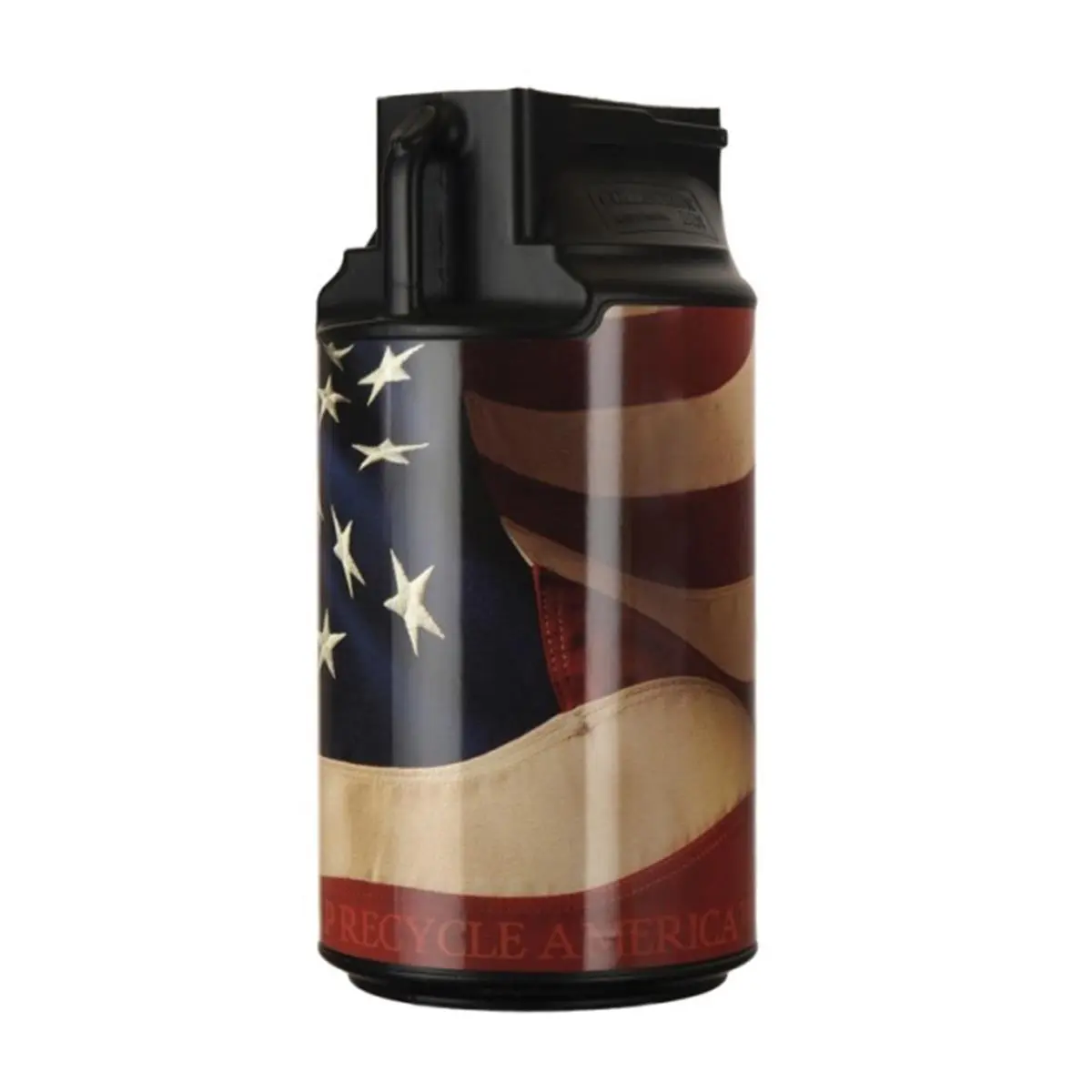 212 MAIN CB2127 Aluminium Can Crusher Main Unit Organiser Bin, 16 in. Canister, American Flag Design, Holds 48 Crushed Cans, Sliding Fit with Storage Bottles & Jars