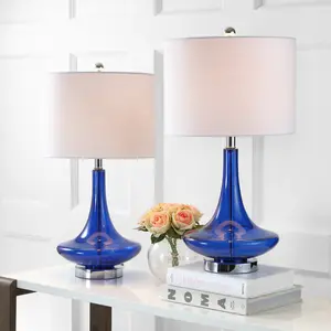 JONATHAN Y Cecile Glass Teardrop LED Table Lamp , for bedroom, living room, foyer, hallways, dining room, dorms