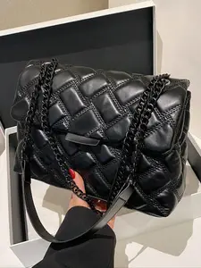 Women's Elegant Quilted Chain Strap Crossbody Bag, Trendy Minimalist Shoulder Bag, Chic All-match Crossbody Bag for Daily & Work Use, Crossbody Purses, Everyday Crossbody Bag