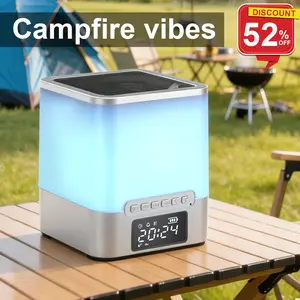 Alarm Clock for Bedroom RGB Night Light Bluetooth Speaker with Music Rhythms Wake-up Alarm Clock with Sound and Light 12/24Hr Auto Off Touch Control SD Card