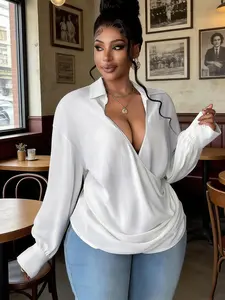 Plus Size Women's Shirt, Blouse, Casual Fashion Top, Comfortable Fit, Stylish Design, Perfect for Daily Wear, Trendy Ladies Clothing