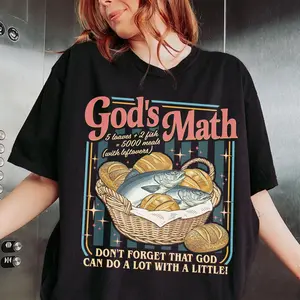 God's Math Shirt For Christian Lover, Loaves and Fishes Faith Based Sweatshirt, God Can Do A lot With Little, Religious Apparel