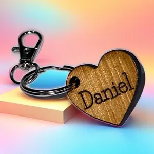 Custom Heart Name Keychain for Couples - Personalized Gift for Him or Her