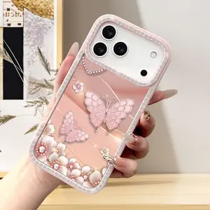 A Romantic Butterfly Design Element Pattern Phone Case, TPU Material Anti-drop, Light Luxury Inlaid with Diamonds, Simple Transparent Suitable for iPhone 17/16/15/14/13/12 PRO PLUS AIR E PROMAX, Ideal Gift for Friends, Family, or Couples, TMXZ7