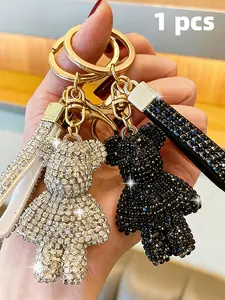 Graduation Rhinestone Bear Keychain Gift, Luxury Minimalist Style, Unisex Perfect Gift, Unique Design for Daily Use, Birthday Holiday Special Occasion