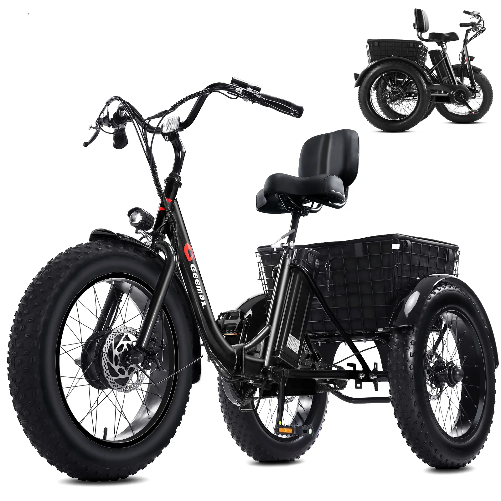 Adults' 500W Electric Trike Bike, 20-in Folding Fat Tire City Bike with Large Rear Cargo Basket, 36V 13AH Long-Lasting Battery, Comfortable Seat for Daily Shopping & City Riding, 20-Inch, City Bikes