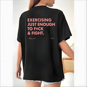 Funny EXERCISING JUST ENOUGH TO F≈CK & FIGHT Tee, Retro Vintage Y2K Streetwear