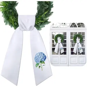 2 Pcs Hydrangea Wreath Sash for Front Door Spring Wreath Satin Sash for Holiday Decor Garland Ribbon Accessories for Front Dooryard Window Doorway Indoor Outdoor Party Decoration, 56" L x 4.5" W