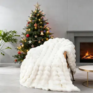 King Size Bubble Blanket, Striped Pattern, Thick Warm Material, Soft Cozy Blanket, Ideal for Home Sofa, Bedroom, Nap, Travel, Christmas Gift Backup