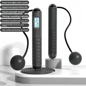 Smart 2-in-1 Rope-Free Jump Rope with Counter - Digital Timer & Weighted for Home Gym & Travel, No Tangle Tangle-Free for Men Women, Spring Fitness Essential