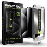 9H Hardness Tempered Glass Privacy Screen Protector 1pc for iPhone 17 Pro/16/16 Pro/13, Protective Mobile Phone Accessory with Self-Align Frame, Anti-Glare, Full Coverage, Anti-Fingerprint, Auto Dust-Elimination, Bubble-Free Slide, Easy Installation