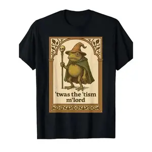 Men's Short Sleeve Sport T-Shirt - Black, Skin-Friendly Soft "This is my disease" Funny Wizard Frog Autism Consciousness Medieval Pattern Top, Suitable for Comic-Con, Daily Leisure, Perfect Adult Gift