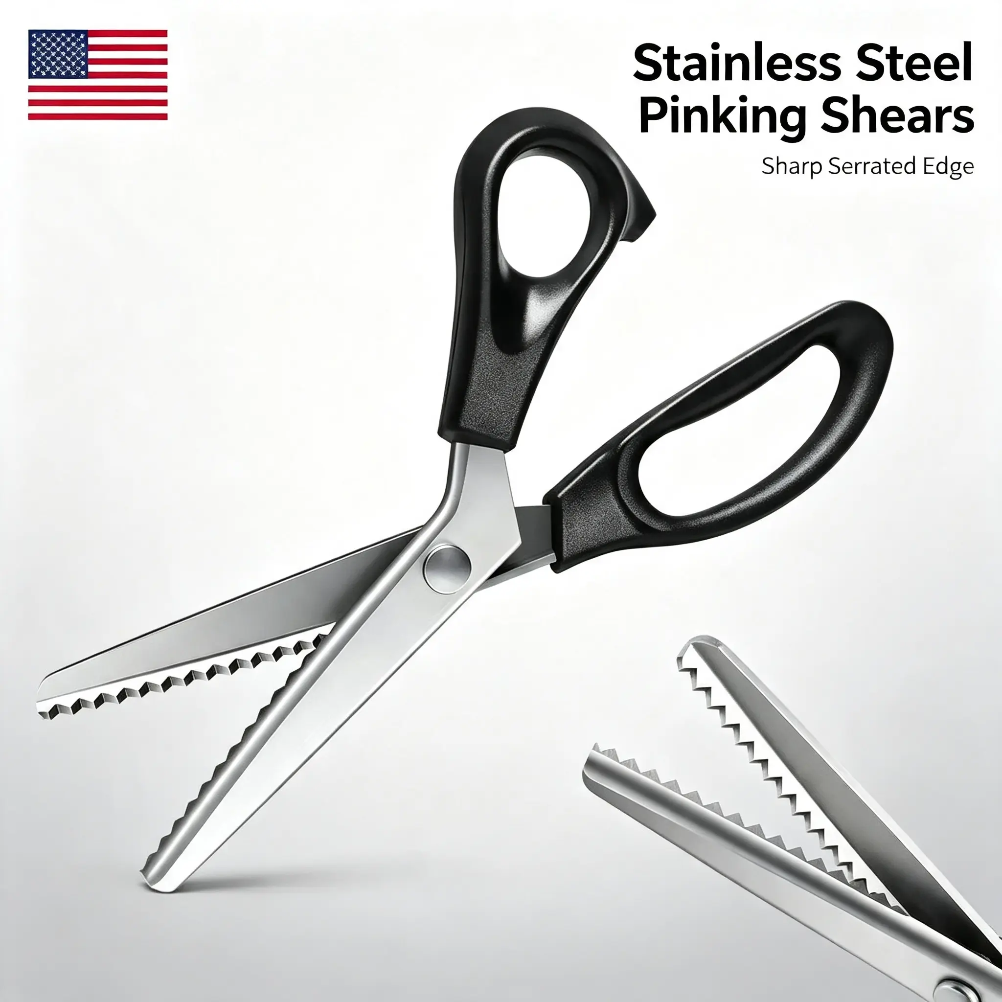 Stainless Steel Zig Zag Pinking Shears with Serrated Teeth - Durable, Sharp Sewing Tool for DIY Crafts, Dressmaking - Textiles & Sewing Supplies Accessory