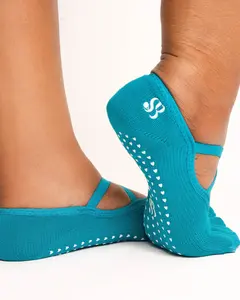 Dionne Yellow Grip Socks for Adults - Summer Pilates & Barre Socks with No-Toe Option & Superior Grip - One Size Fits Most Women 7-11