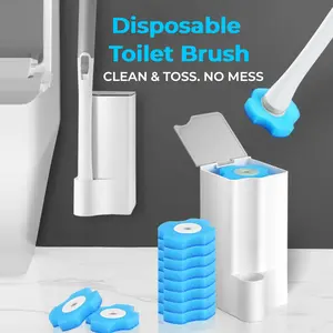 Disposable Toilet Brush Set - Toilet Bowl Cleaner, Toilet Cleaning Supplies, Toilet Brush with Holder, for Deep Cleaning and Hygienic Bathroom Maintenance