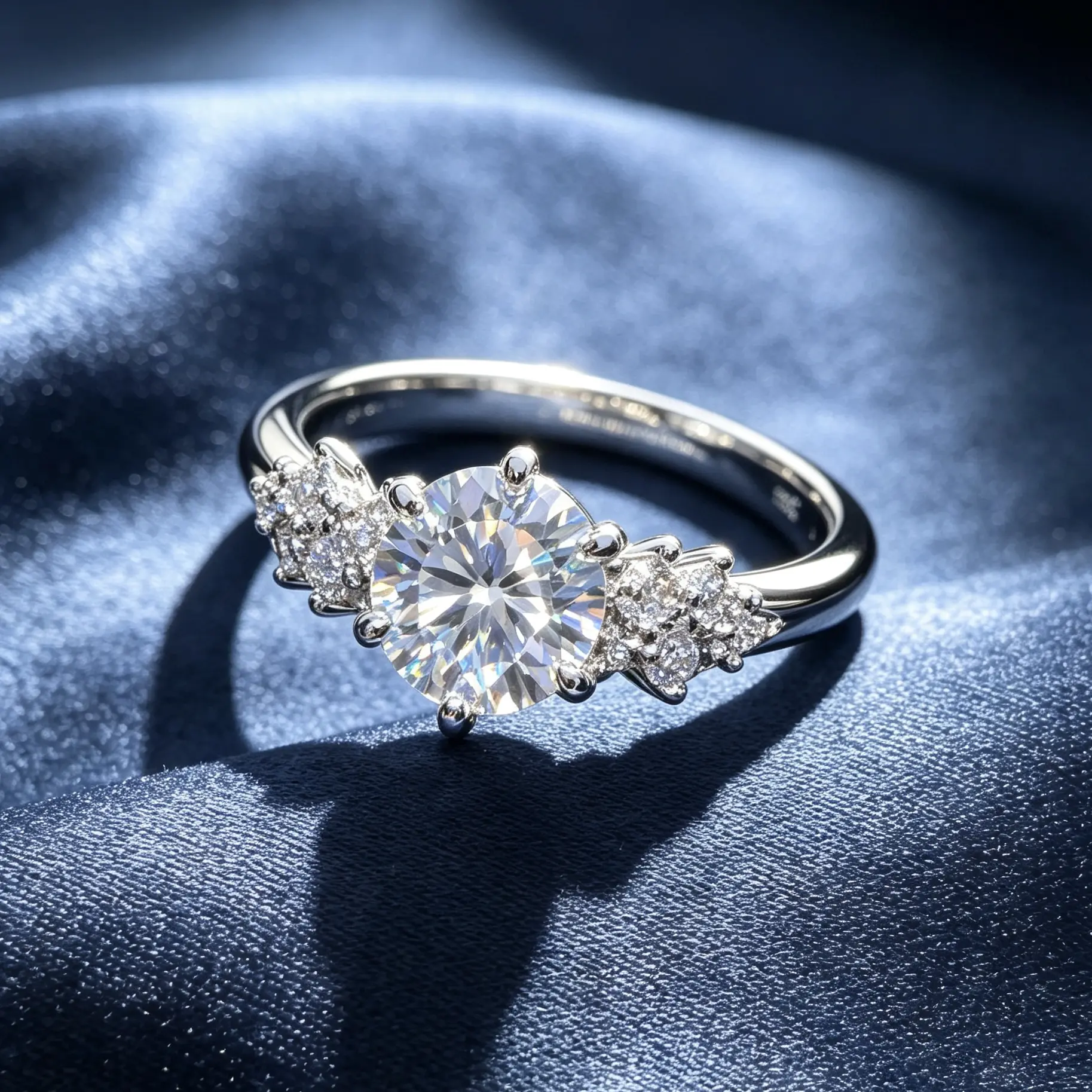 (I)GRA Moissanite Ring Elegant Design & Sparkling Stone Daily Wear Fine Jewelry Pretty Gift for Her Women's Fashion Exquisite Design