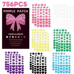 252/504/756pcs Bow Heart Star Acne Patches, Lightweight Invisible Strong Absorbent Soothing Anti-Inflammatory Waterproof Non-Irritating Blemish Barrier Patches