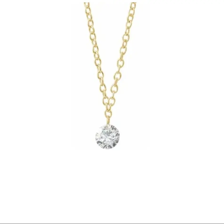 Floating Diamond Necklace in Solid 14K Gold