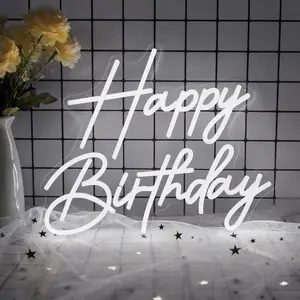Happy Birthday Neon Light Wall Decor, Adjustable LED Happy Birthday Sign, Perfect for All Birthday Party Backdrop