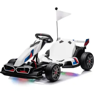 24V 36V Electric Go Kart with Adjustable Seat, Licensed Drift Kart with Dual 300W Motors, Crazy Go Cart for Kids Ages 6-12, Cool LED Lights, Drift Mode and 2 Speeds