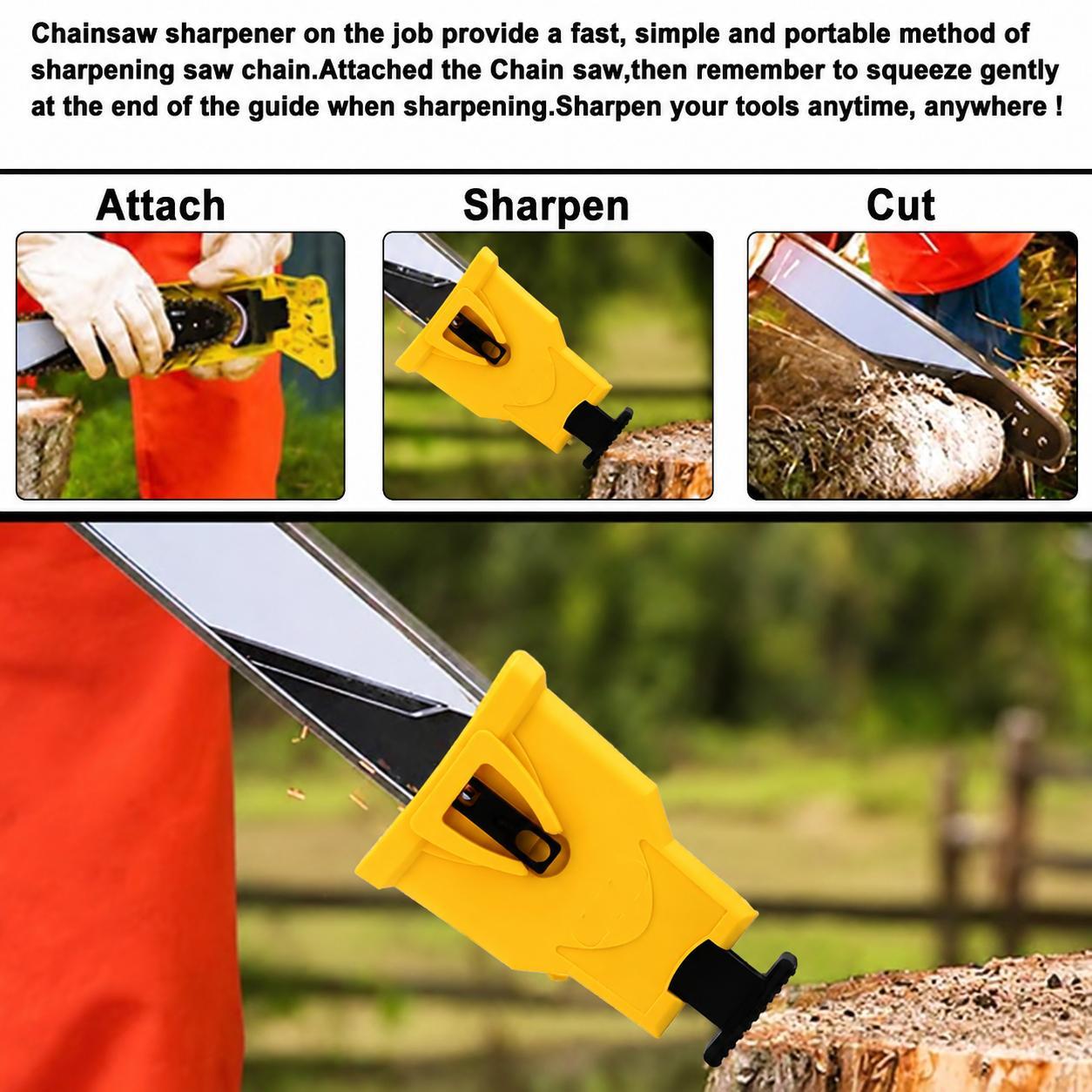 Portable Teeth Chainsaw Sharpener, Proprietary Bar-Mount Chain Saw Fast Sharpening Tool, Fit for 14/16/18/20 Inches 2-Hole Chain Saw Bar