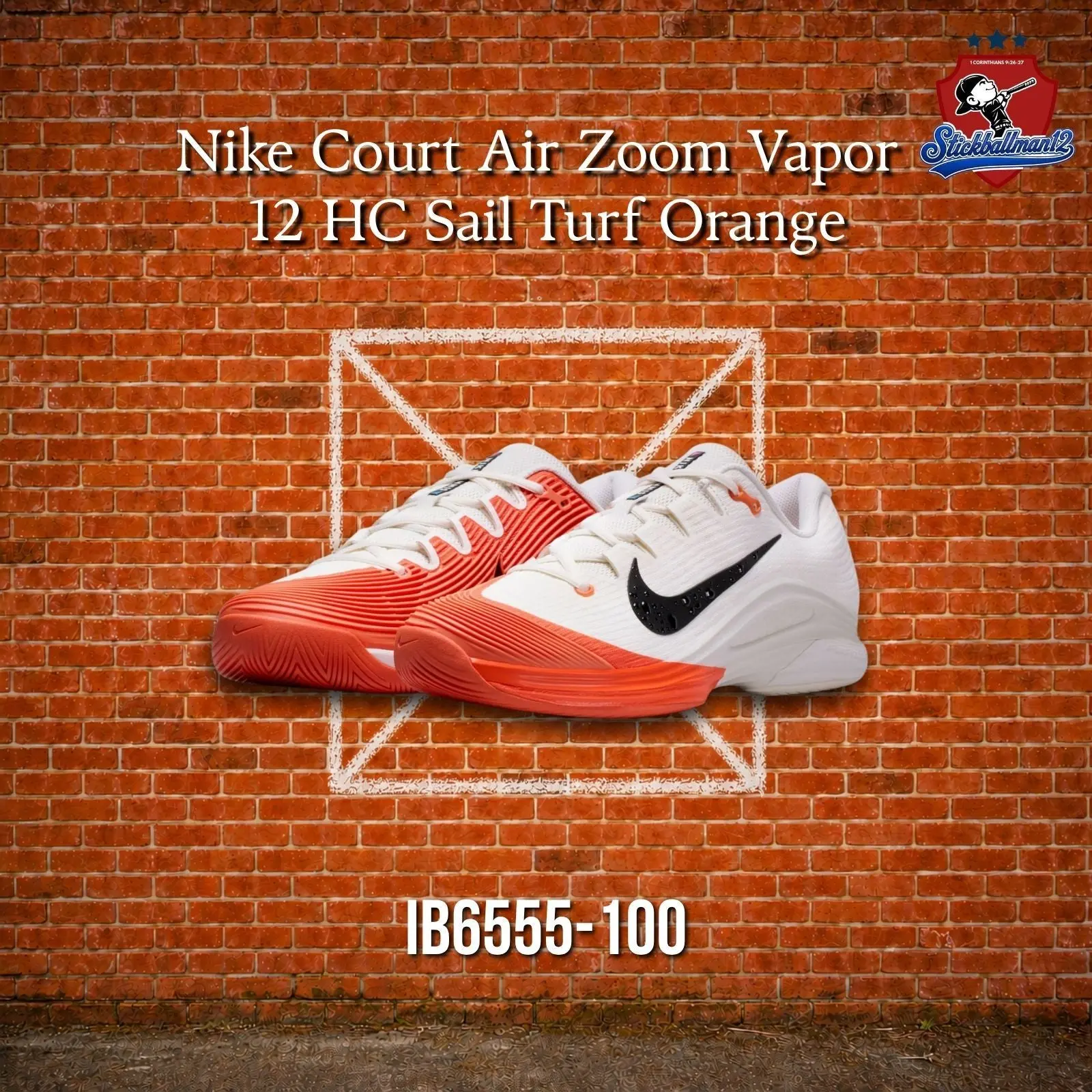 Nike Court Air Zoom Vapor 12 HC Sail Turf Orange - IB6555-100