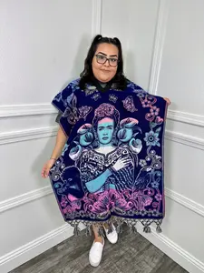 Kahlo Gabanes Women's Casual Poncho with Floral Design, Ideal for Summer Wear, Comfortable and Versatile Style