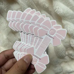 100pcs Pink Bow Hairband Paper Card, DIY Jewelry Display & Packaging Accessory, Foldable Hairband Folding Card, Hair Decoration Card, Art Craft & Sewing Supplies, Cardboard & Paper Material, DIY Jewelry Accessories