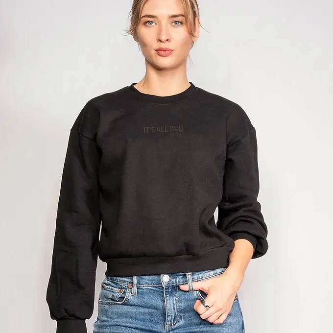 "IT'S ALL GOD" Cropped Crewneck