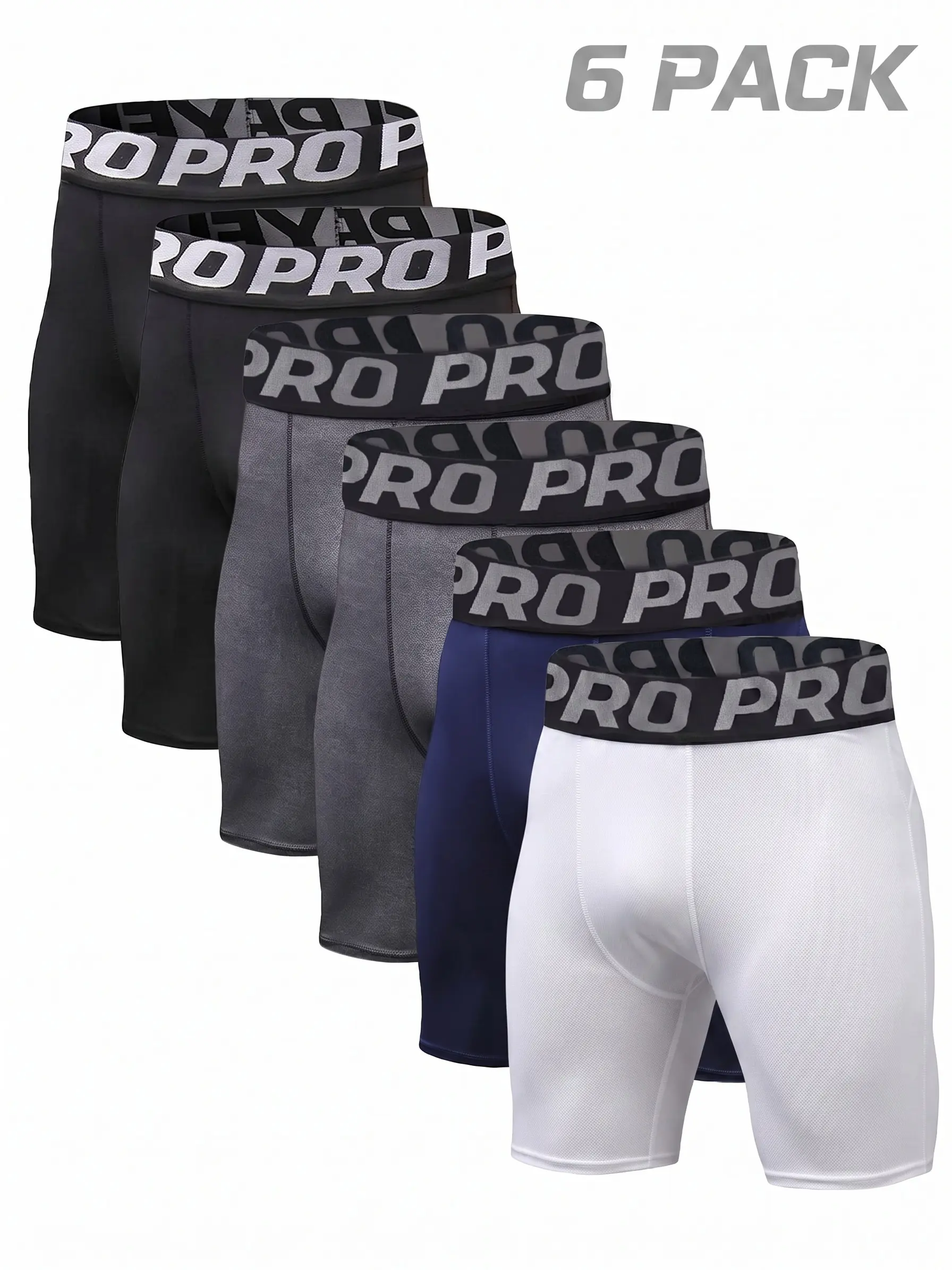 Compression Shorts Men 6 Pack Compression Underwear Spandex Running Shorts Workout Athletic Shorts