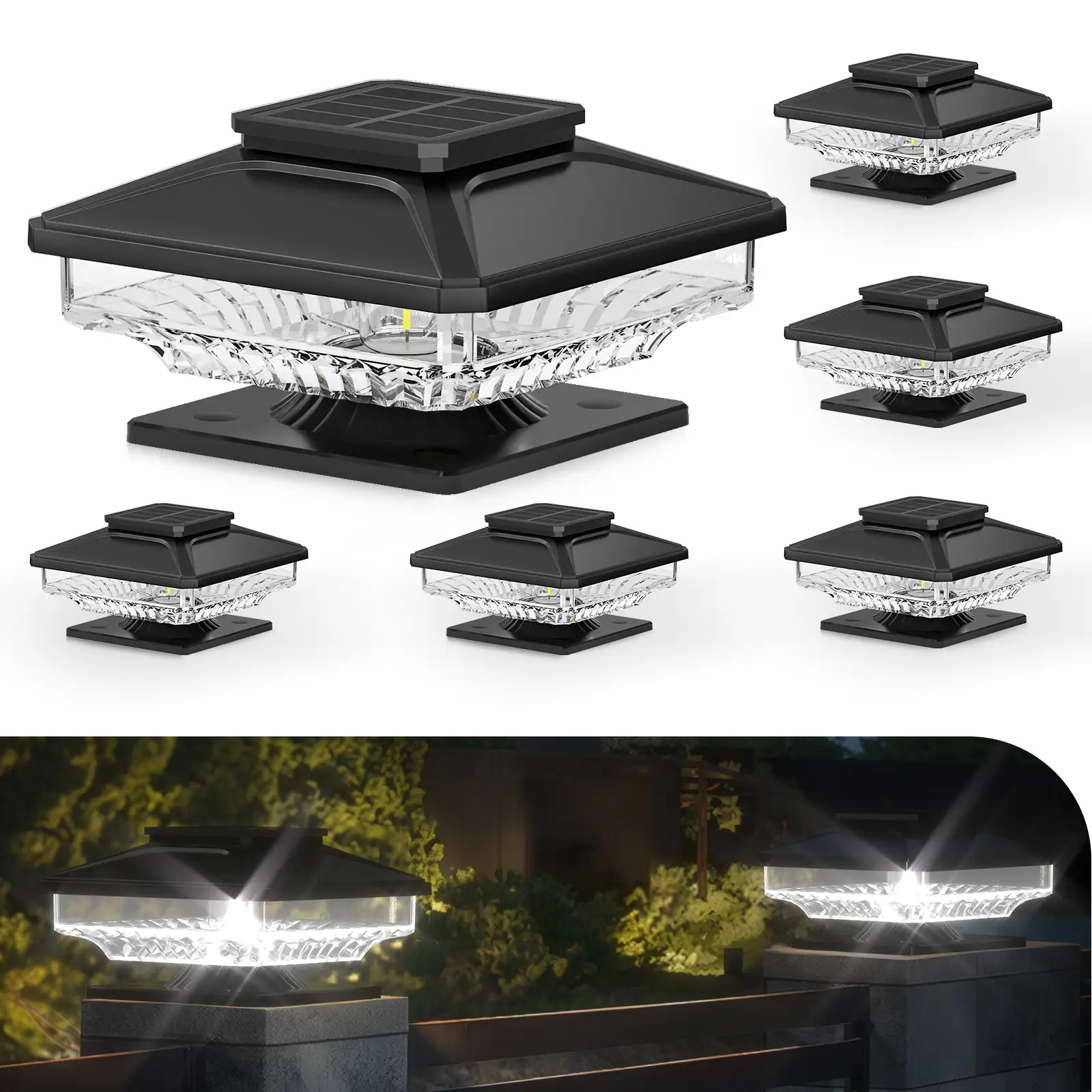 ALFIOT Solar Post Lights, Outdoor Decorative Post cap Light, Solar Powered white Shell Caps, Brightness Warm White LED Lighting for Fence Deck Patio,