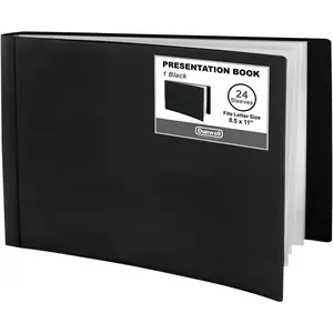 8.5x11 Horizontal Portfolio Binder, Plastic Presentation Book, 24 Pockets Displays 48 Pages of Letter Size Documents, Certificates, Keepsakes, Acid-Free Poly Art Portfolio Folder